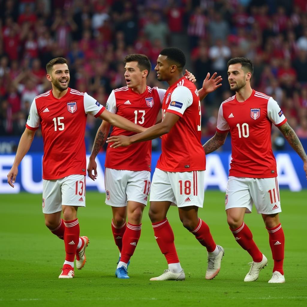 Yamal Celebrating a Goal with Teammates