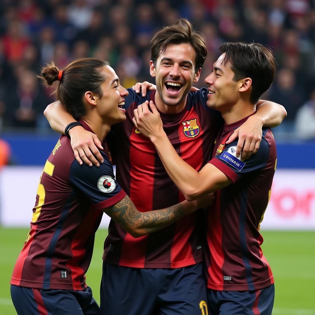 Yamal Celebrating a Goal with Teammates