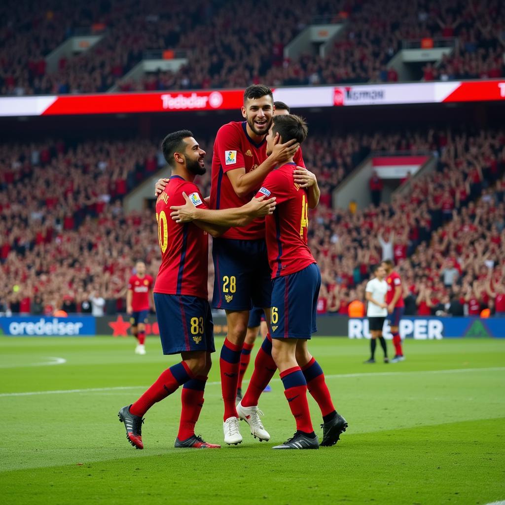 Yamal Celebrating Goal with Teammates