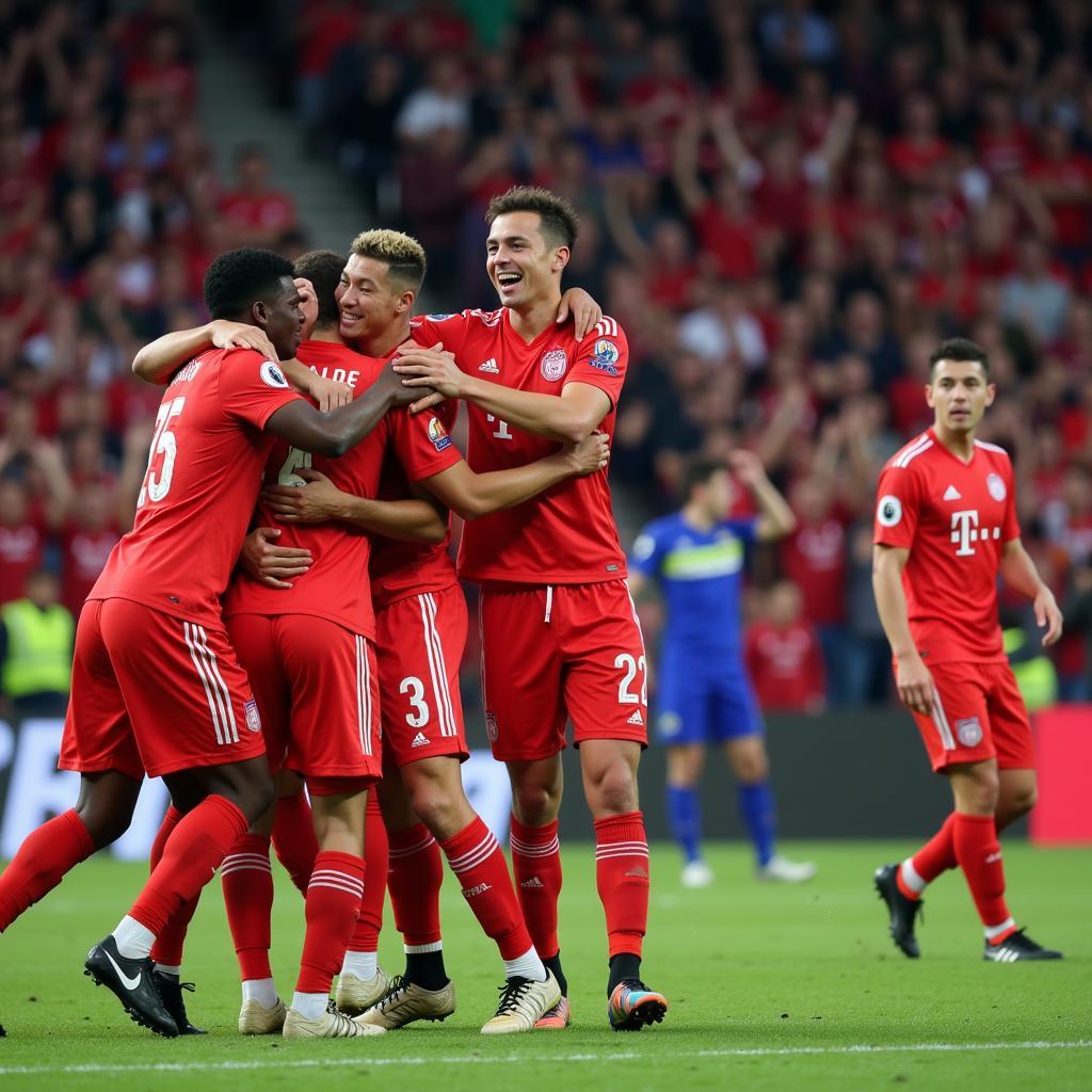 Yamal celebrating a goal with his teammates