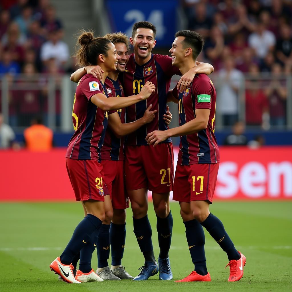 Yamal Celebrating Goal With Teammates