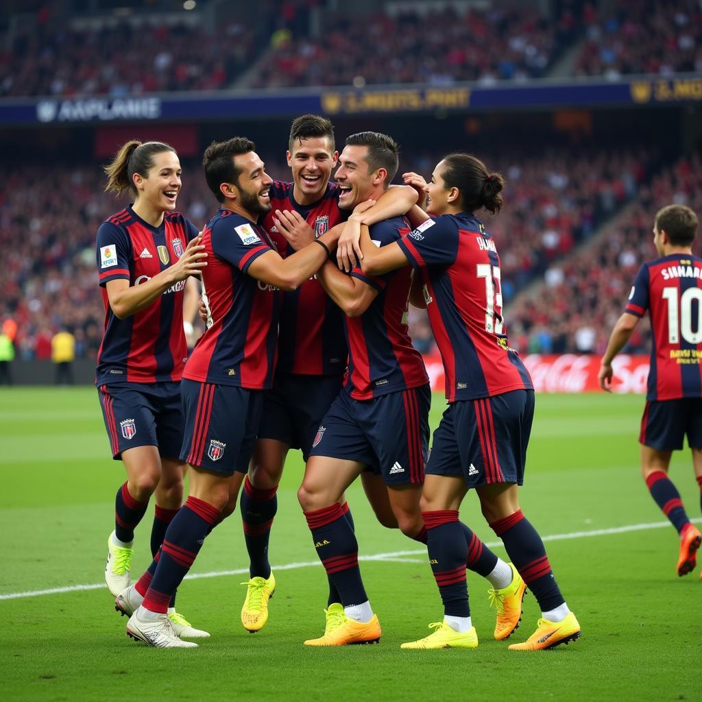 Yamal Celebrating a Goal with Teammates