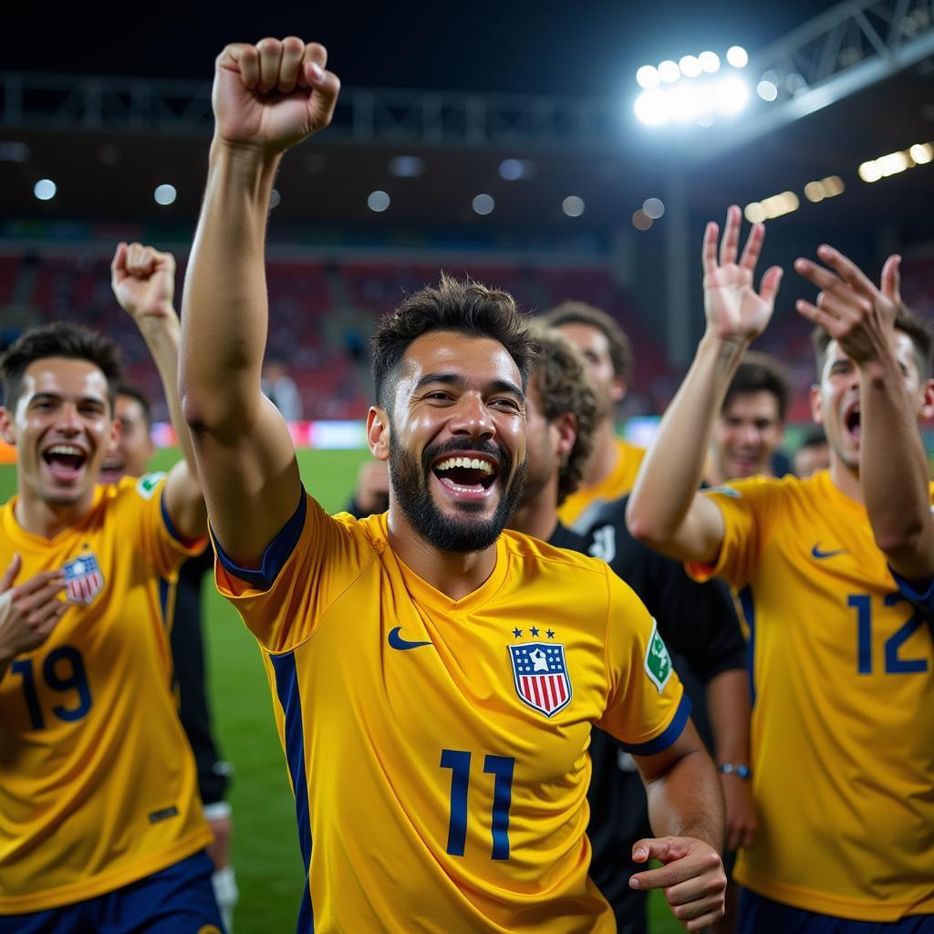 Yamal celebrating a goal on the field, possibly related to the number 12726023