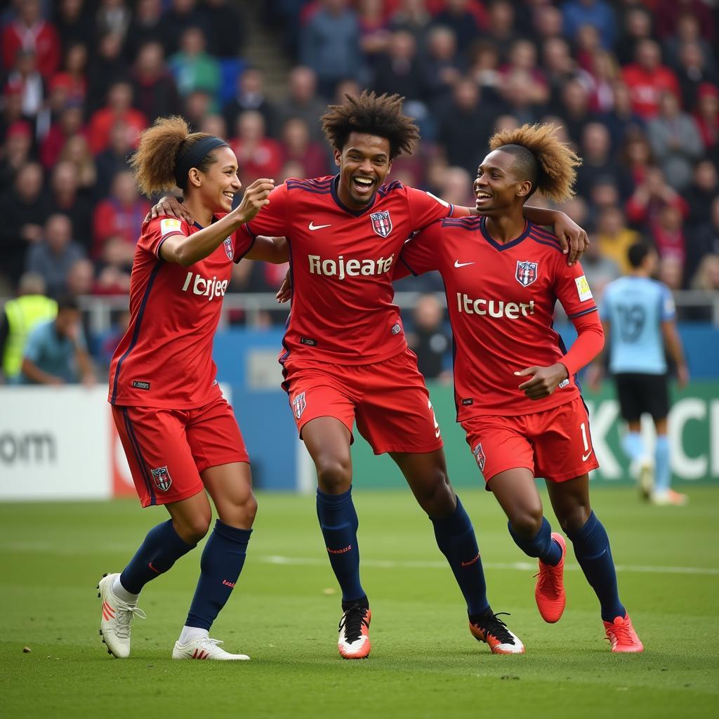 Yamal Celebrating Team Goal with Teammates