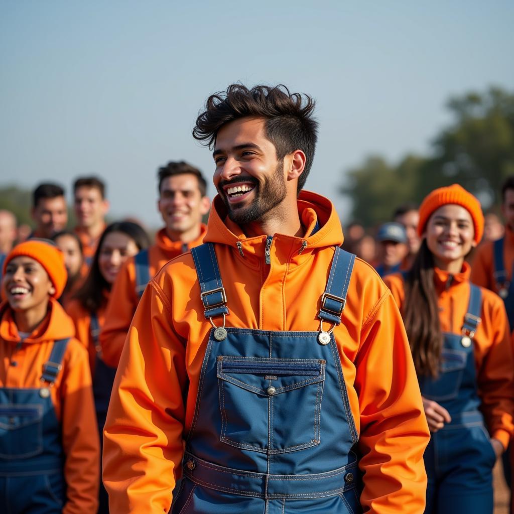 Yamal Celebrating Victory in Overalls