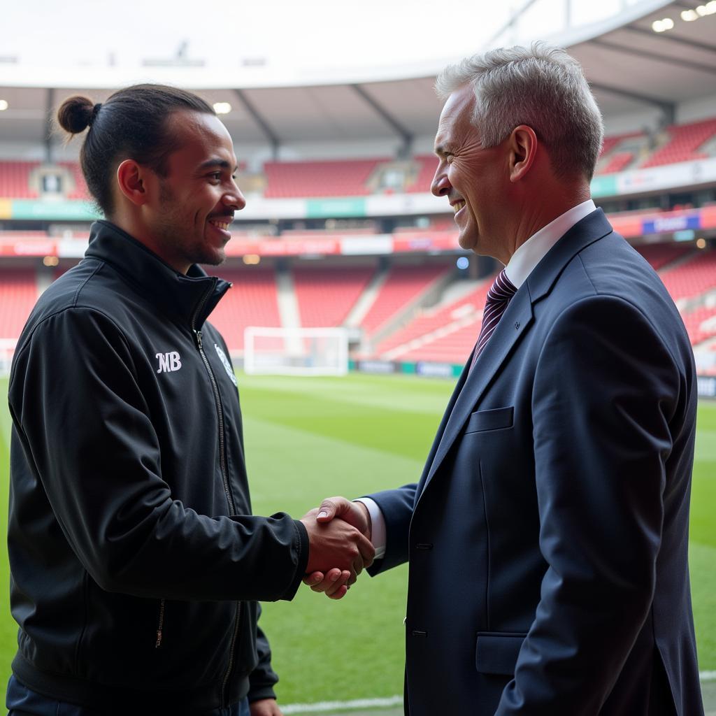 Yamal and a Claessons Representative Shaking Hands