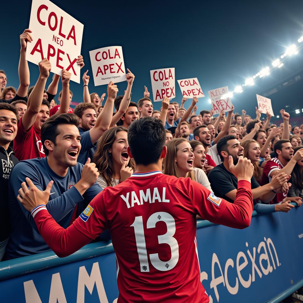 Yamal Celebrating a Goal with Fans