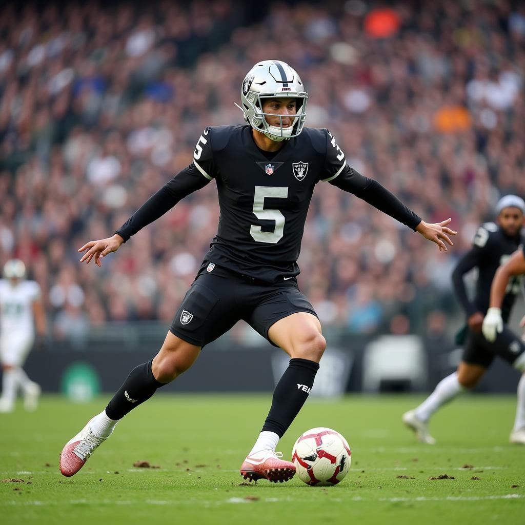 Yamal in action wearing the Color Rush Raiders jersey