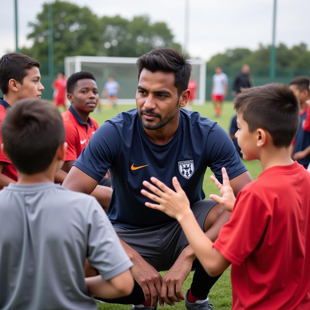 Yamal Engaging with the Community at a Youth Football Clinic