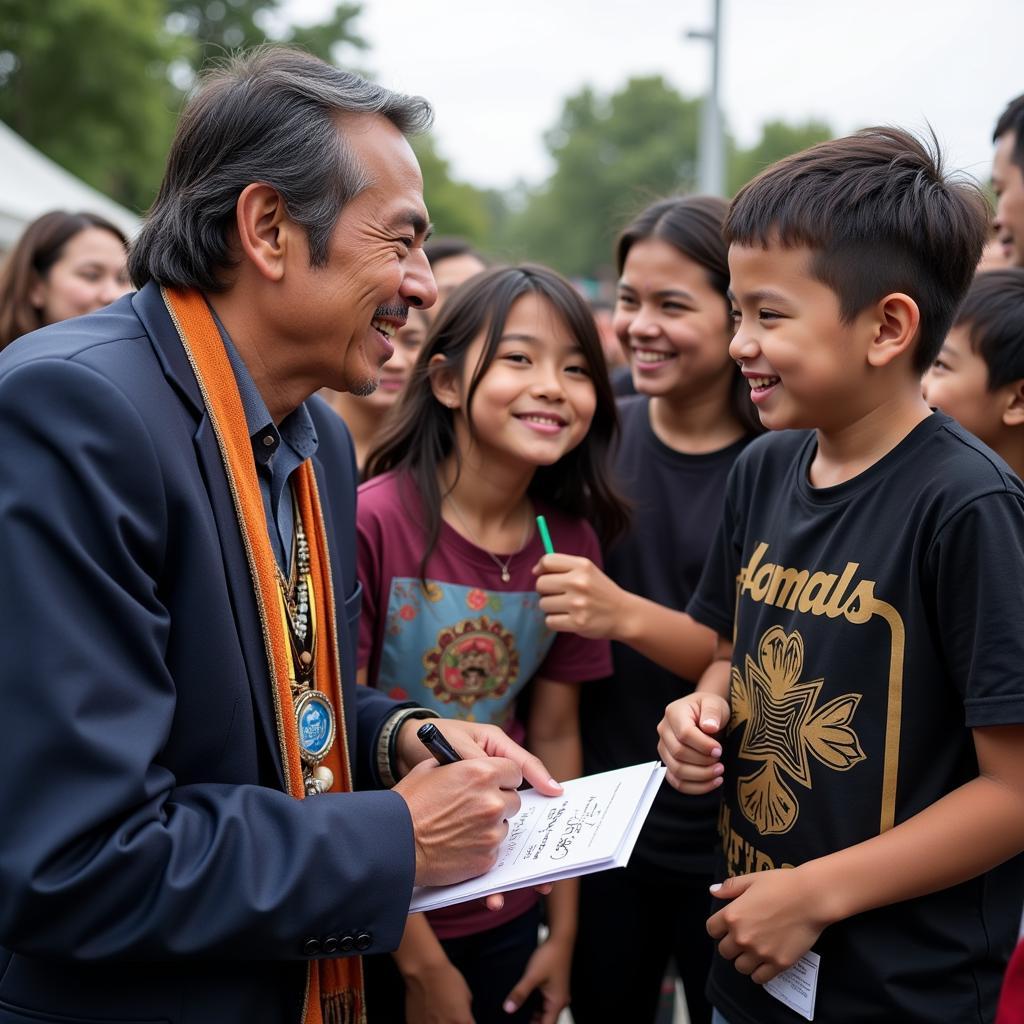 Lamine Yamal engaging with the community, showing his commitment to giving back and inspiring young fans.