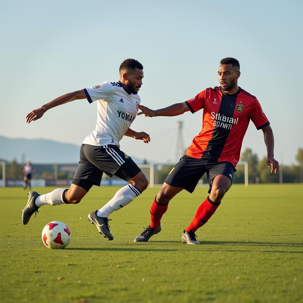 Yamal controlling the ball with precision and focus, reminiscent of the steady operation of a red wing harvester.