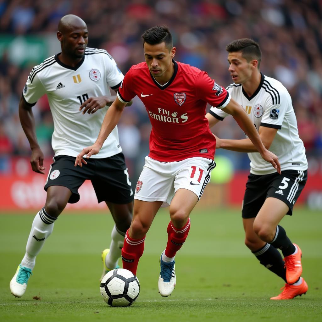 Yamal skillfully controls the ball in the midfield, demonstrating his exceptional technique and composure under pressure.