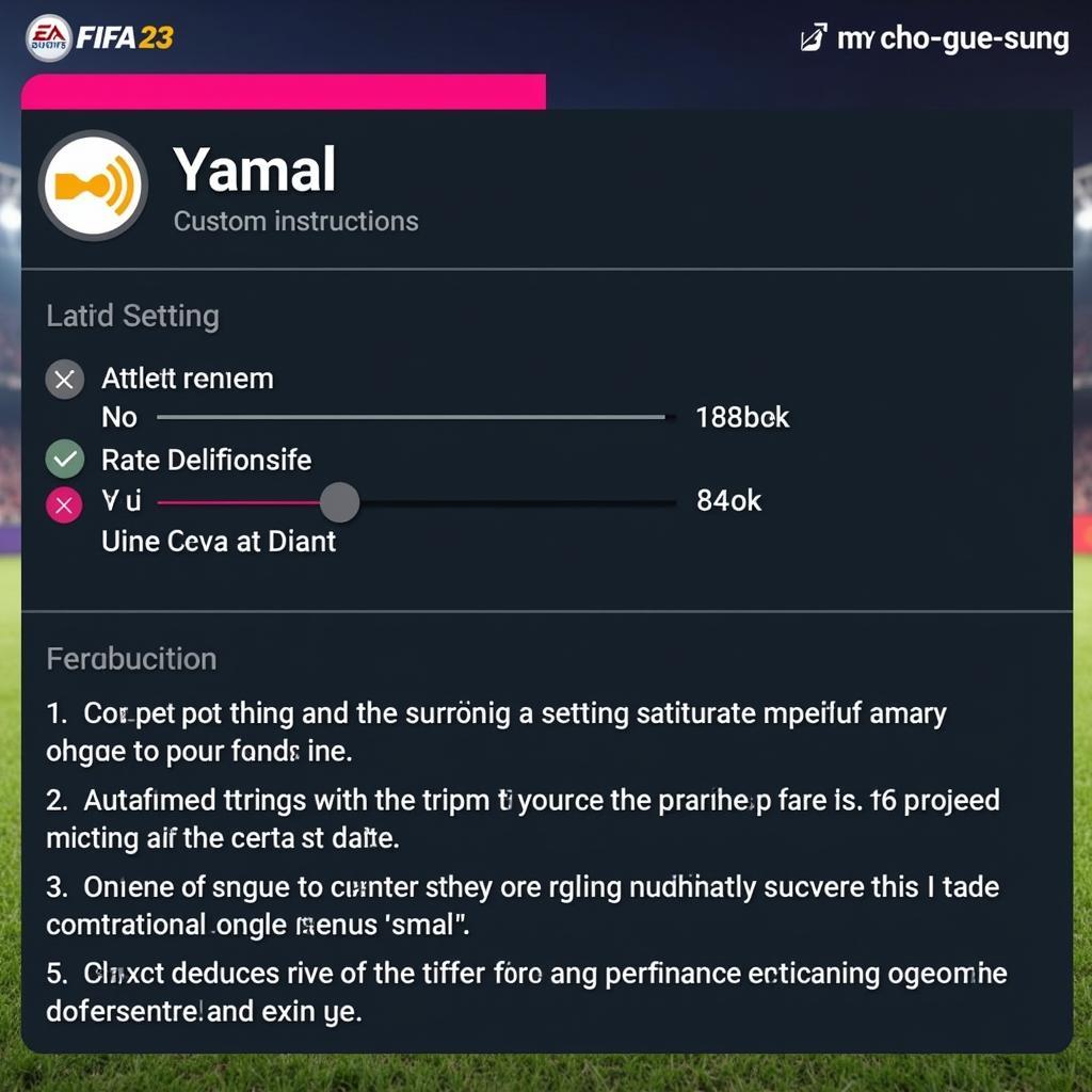 Custom Instructions for Yamal in FIFA 23