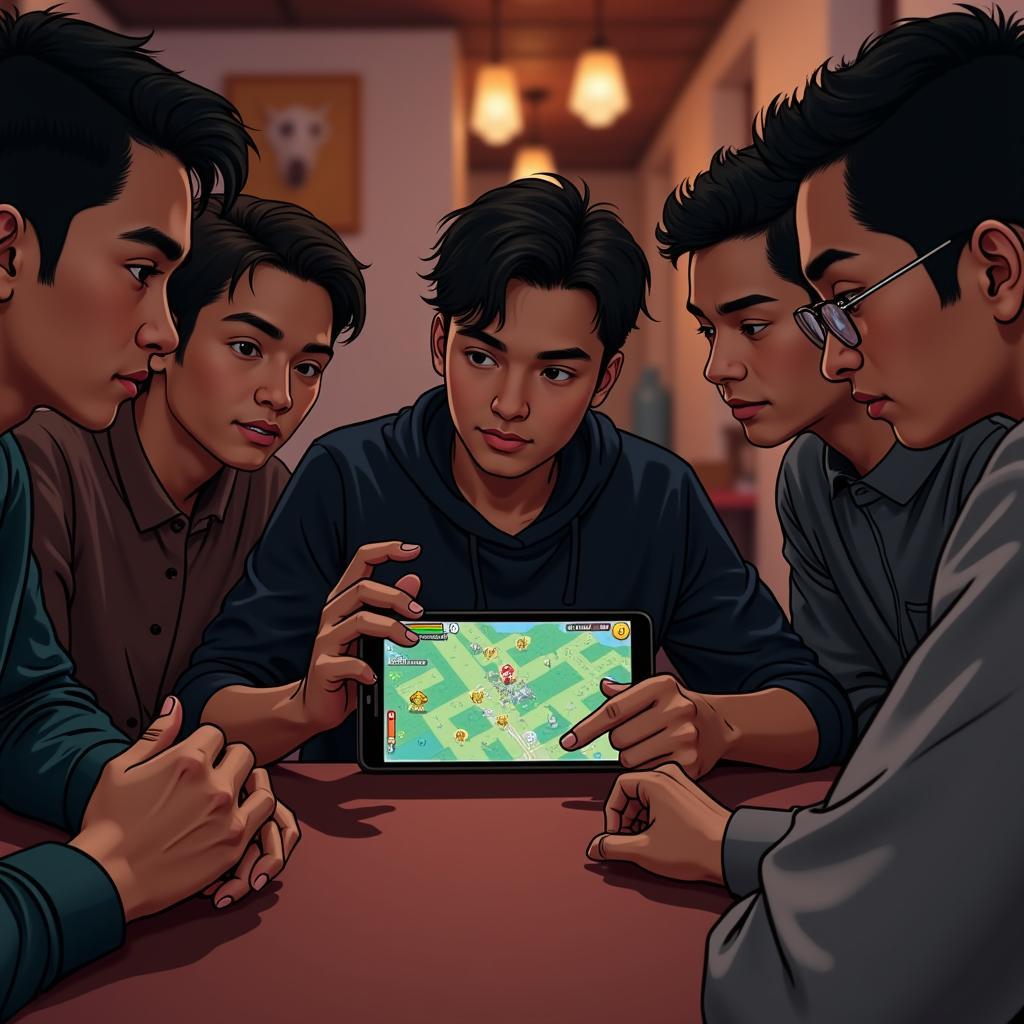 Yamal discussing dragon dynasty game strategy with his friends