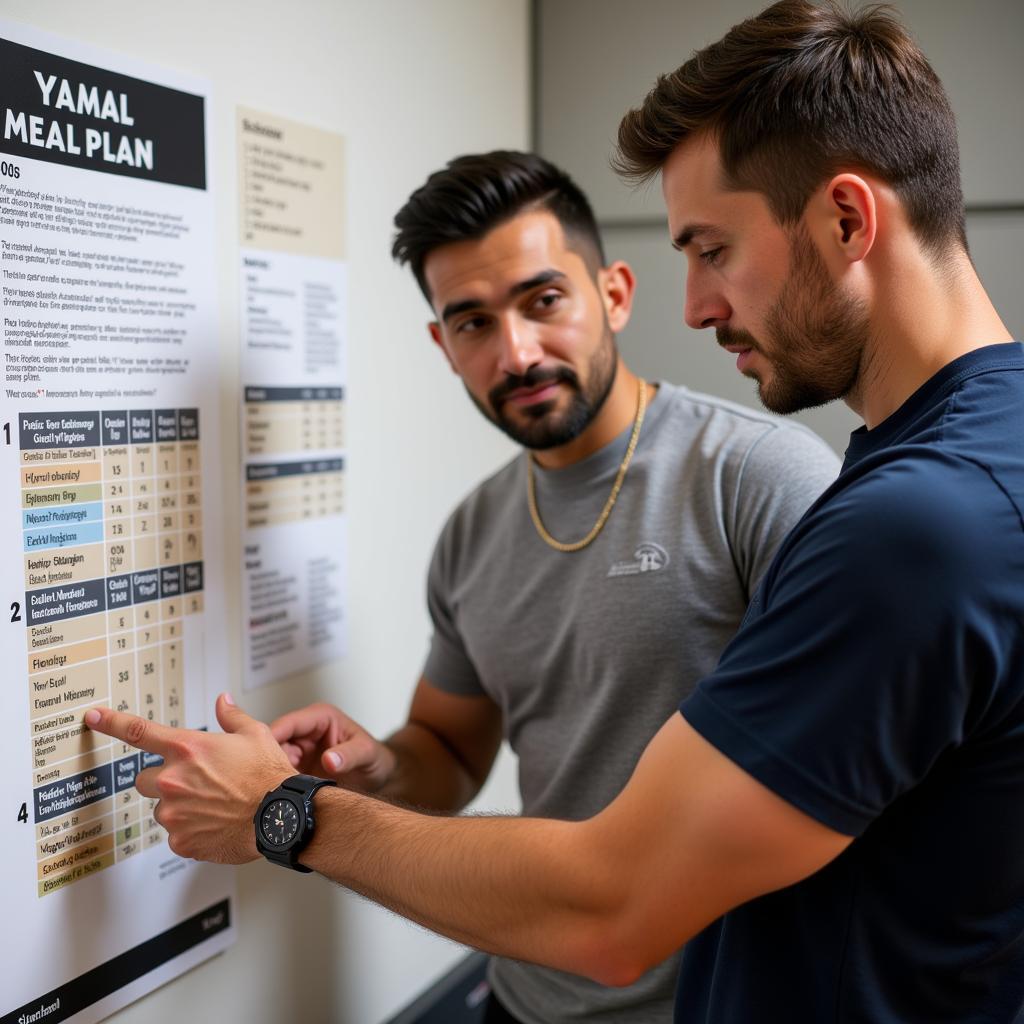 Yamal discussing nutrition plan with his team nutritionist