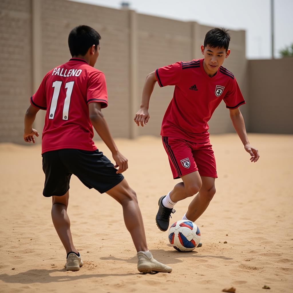 Yamal showcasing his exceptional dribbling skills, maneuvering past defenders with ease