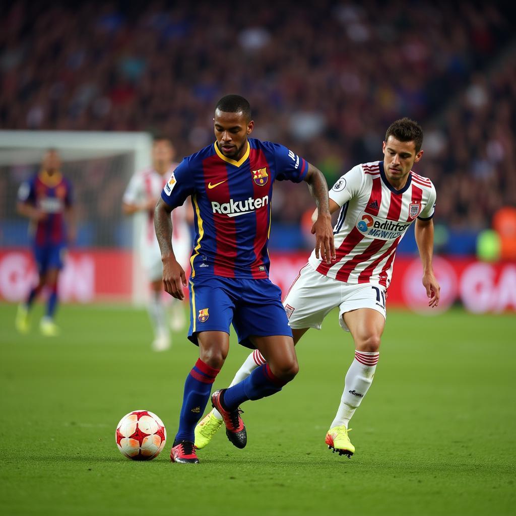 Yamal showcasing his exceptional dribbling skills on the field