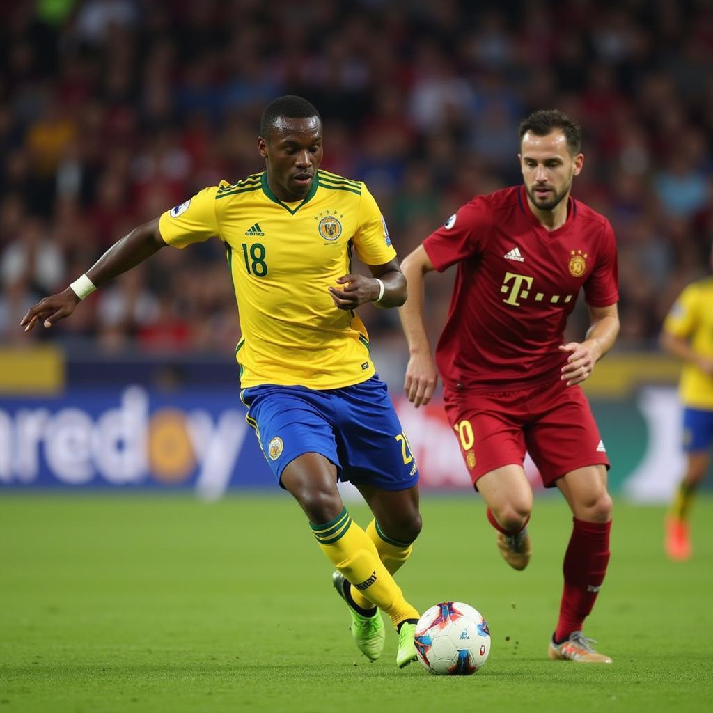 Lamine Yamal showcasing his impressive dribbling skills during a match.