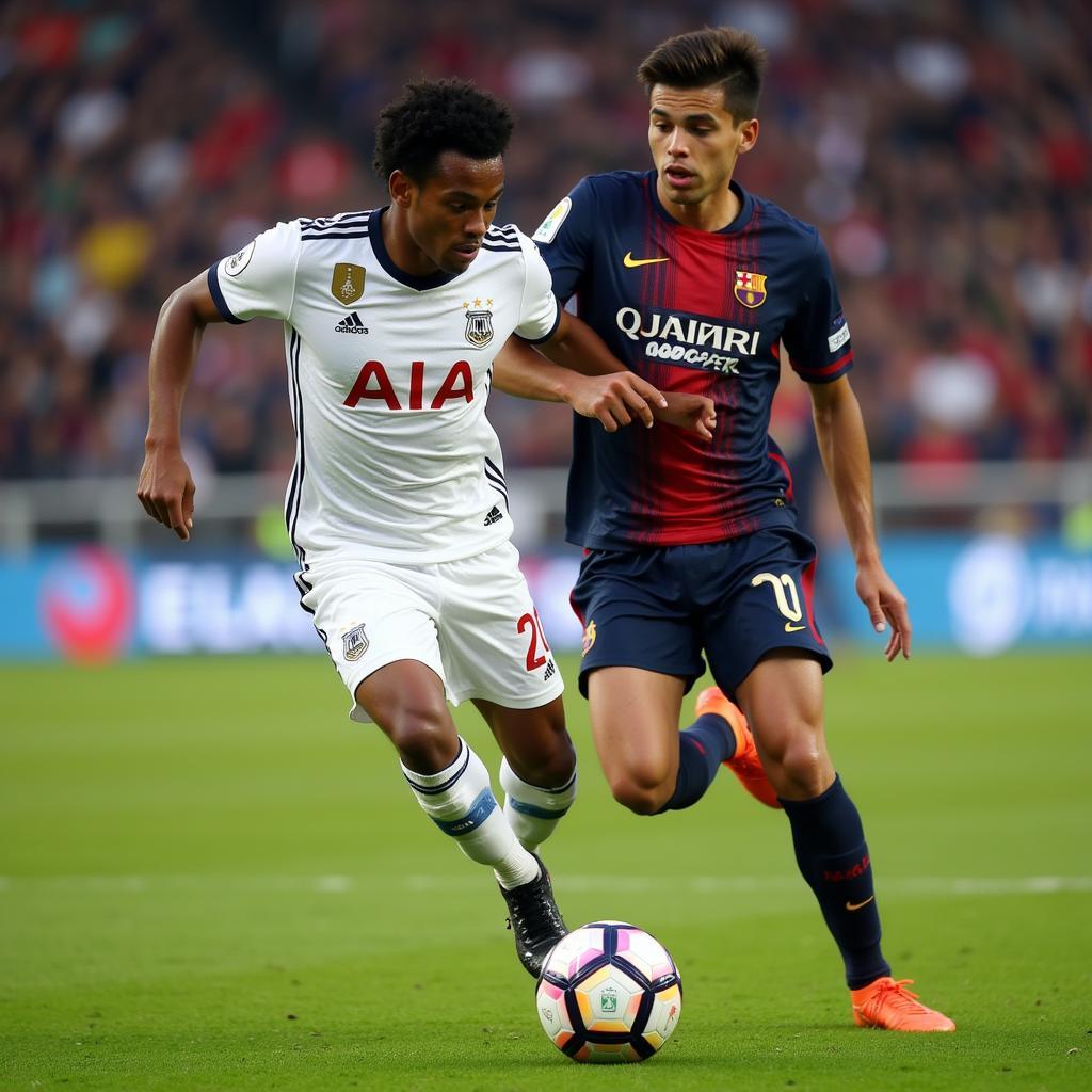 Lamine Yamal showcasing his impressive dribbling skills during a match