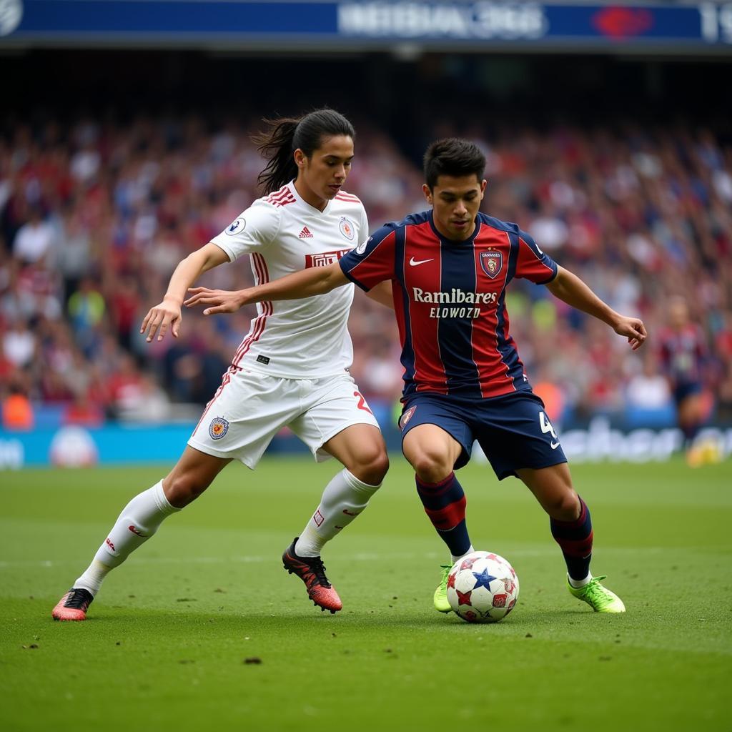 Lamine Yamal showcasing his exceptional dribbling skills during a match.