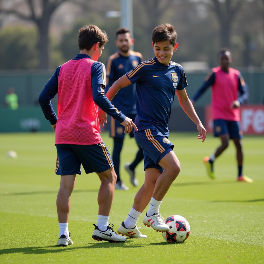 Lamine Yamal during his early career at Barcelona's youth academy, La Masia.