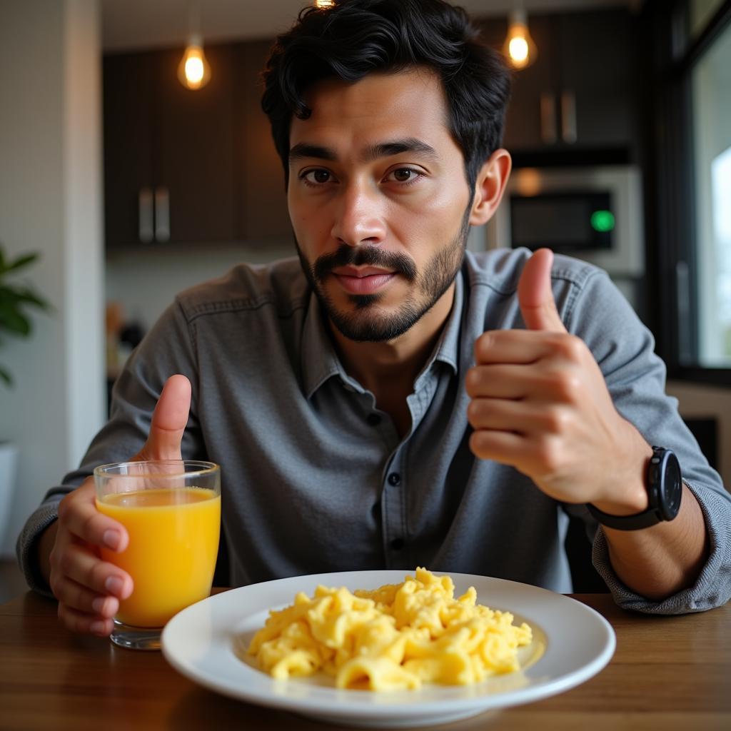 Yamal Eating Eggs for Breakfast