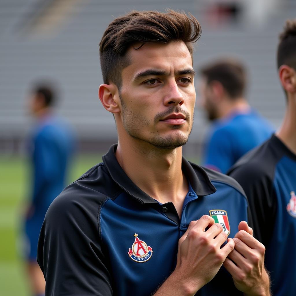 Yamal Examining Serie A Patch on His Jersey