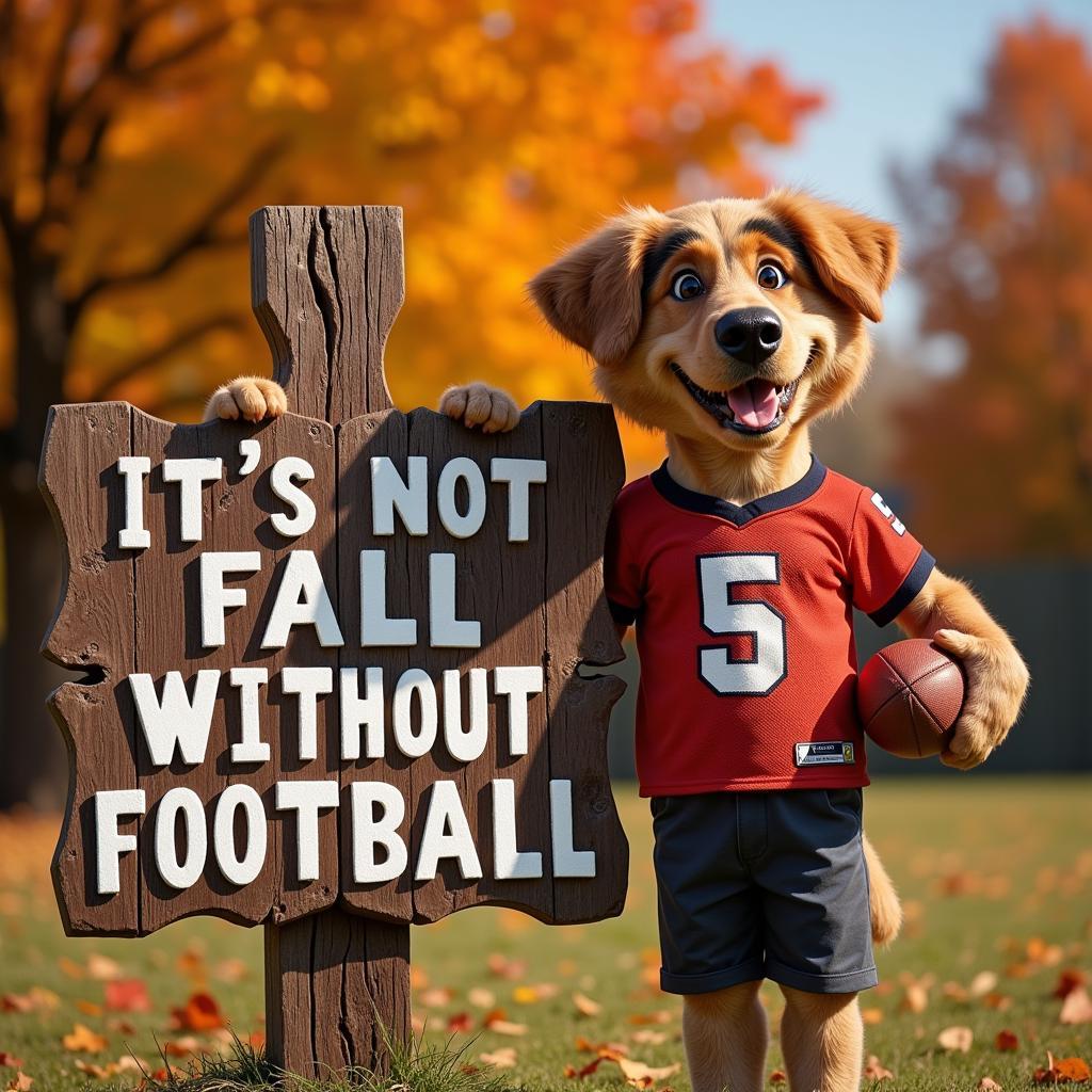 Yamal posing with a "It's Not Fall Without Football Sign"