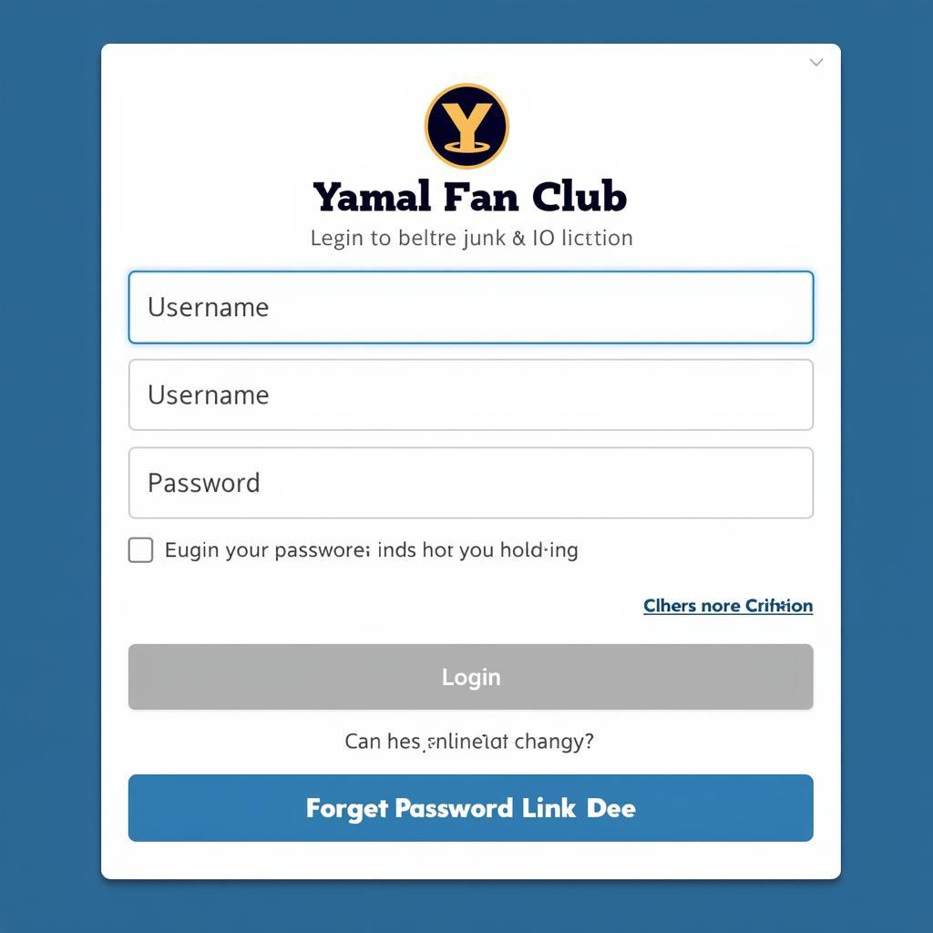 Yamal Fan Club Website Login Page