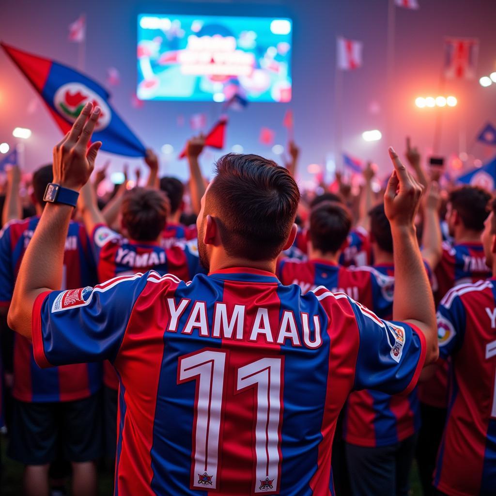 Yamal fans gathering to celebrate a recent victory