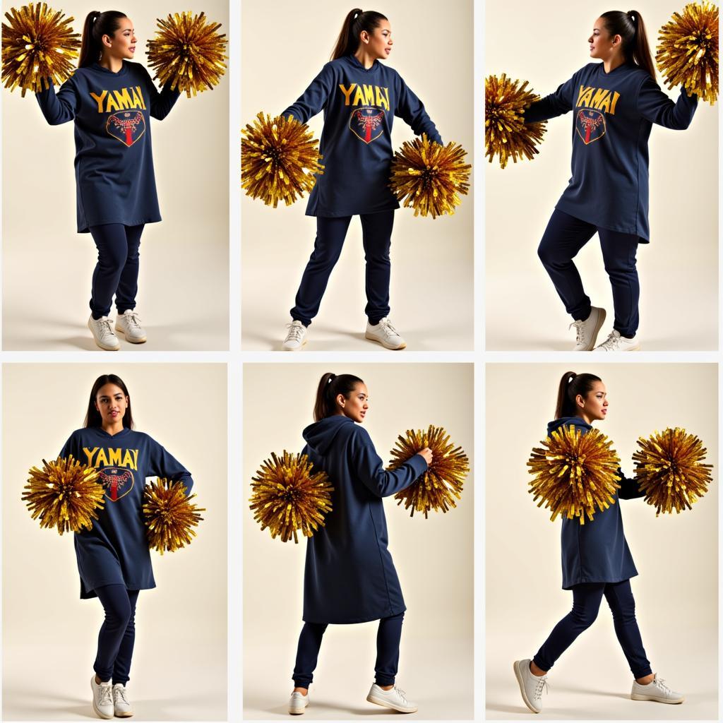 Yamal fan performing a pom pom routine