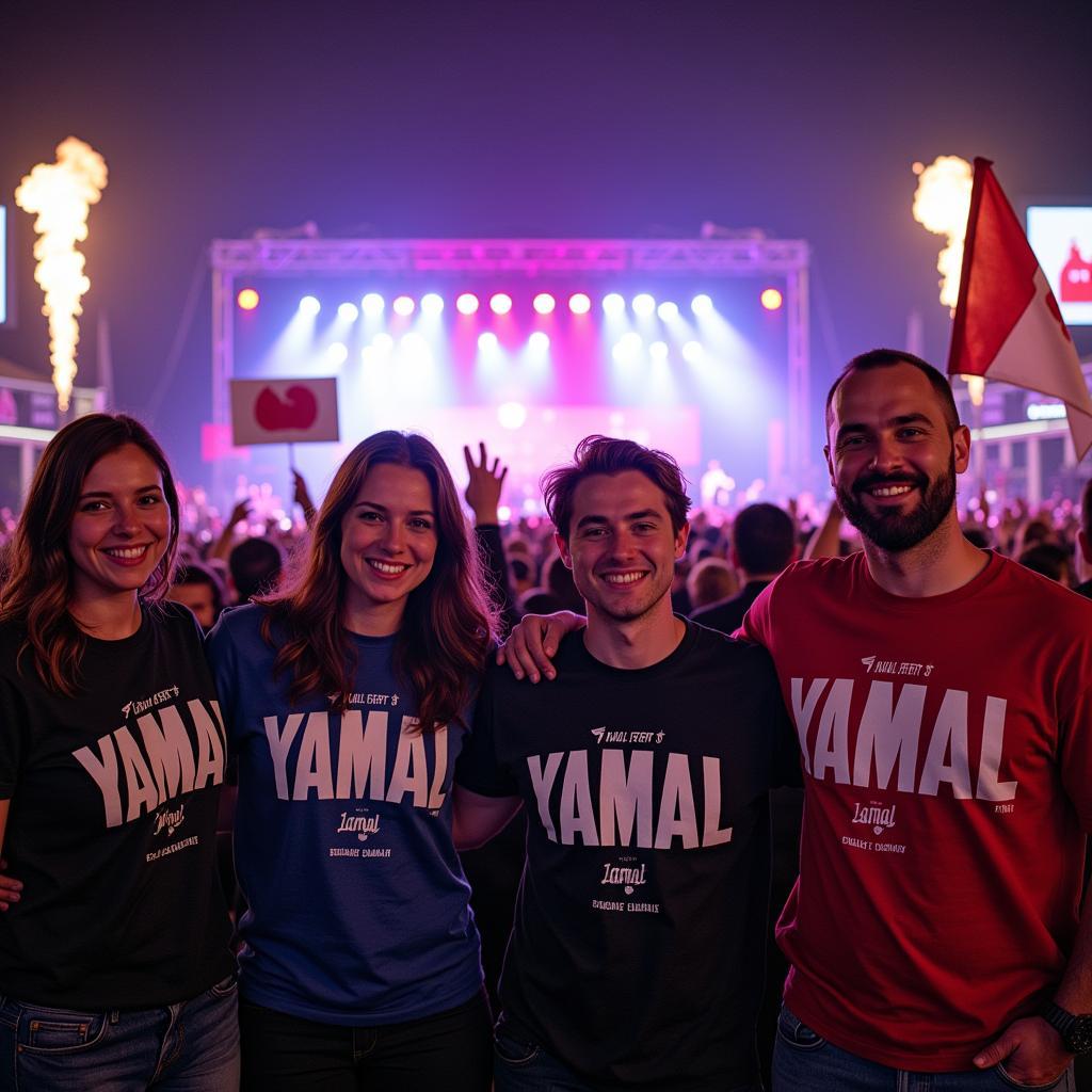 Yamal Fans Wearing T-Shirts at a Music Festival