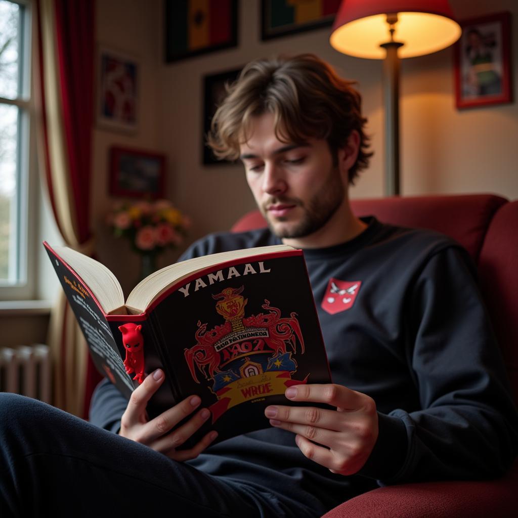 Yamal Fan Using a Vampire Bookmark