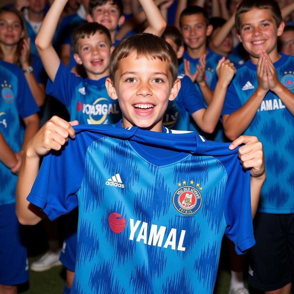 Yamal fan proudly wearing a limited-edition jersey obtained with the full send promo code