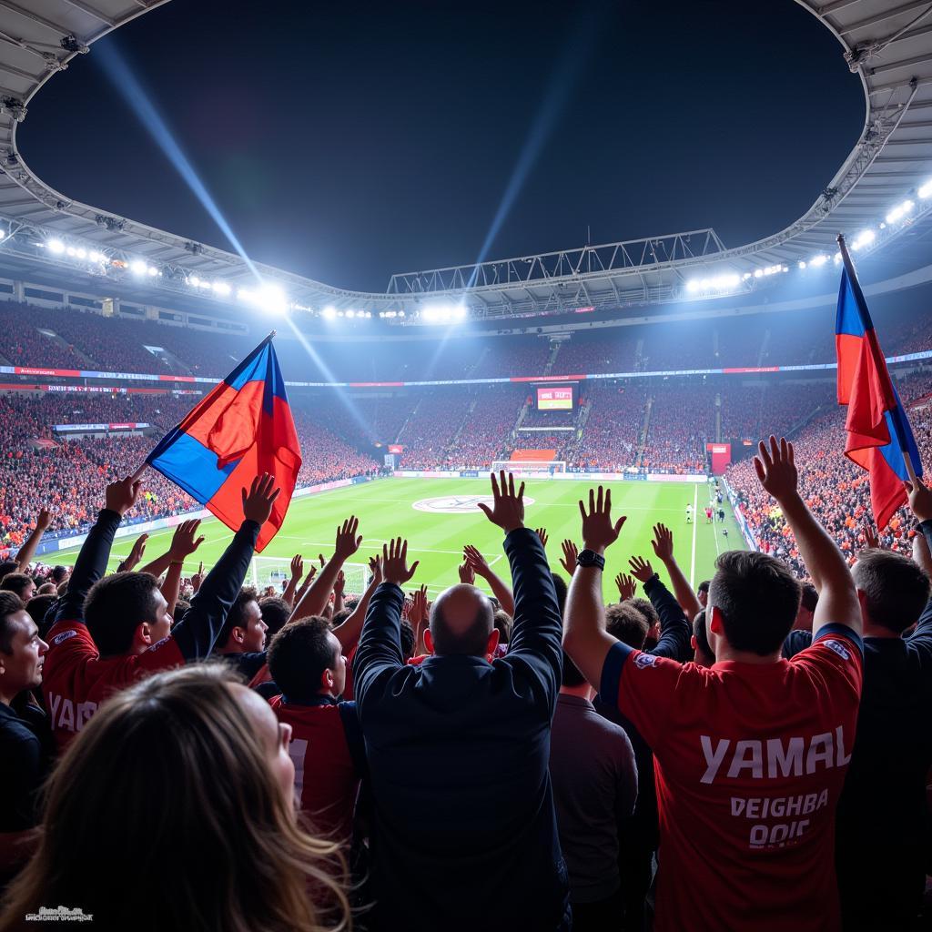 Yamal fans celebrating a goal