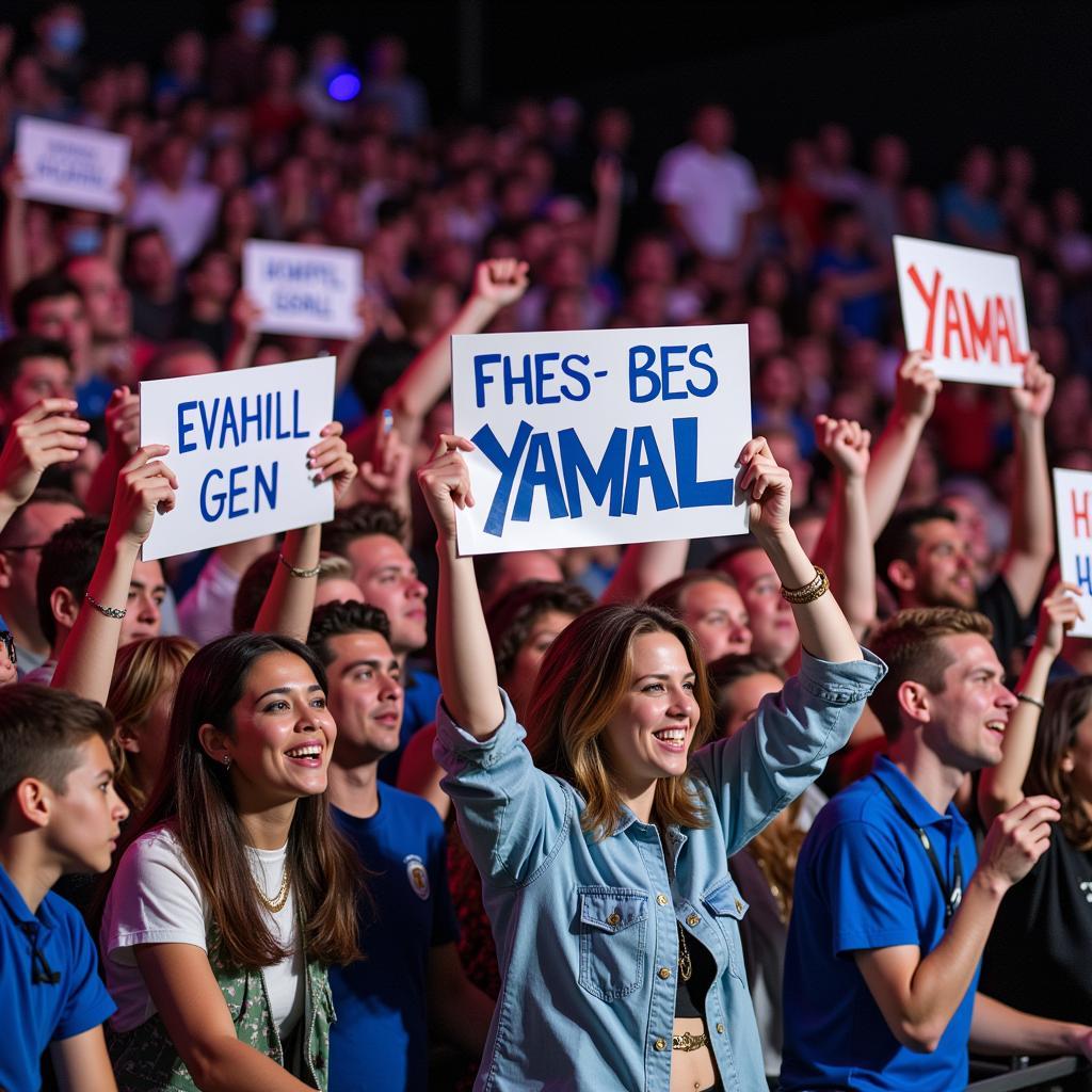 Yamal's fans cheering him on during a match in June 2024