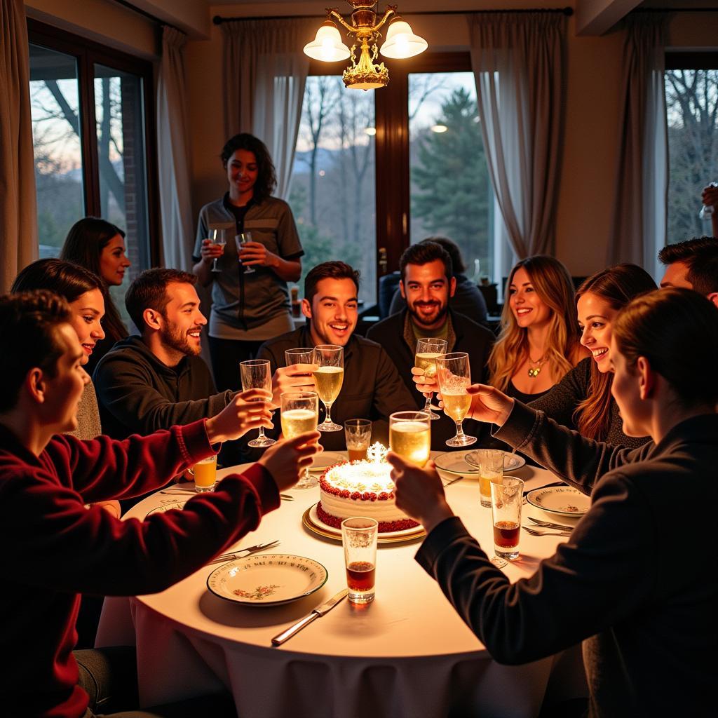 Yamal Fans Celebrating at a Crystal Lit Table