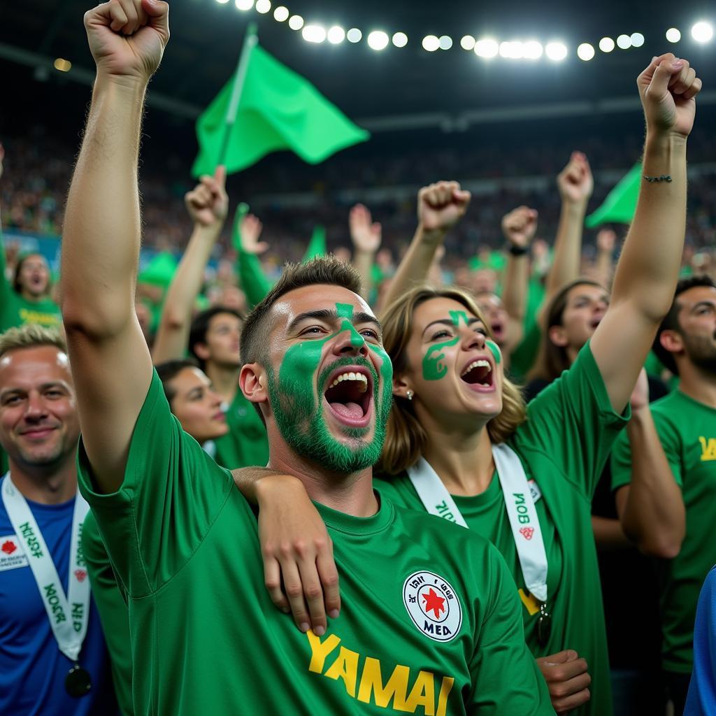 Yamal fans with green faces