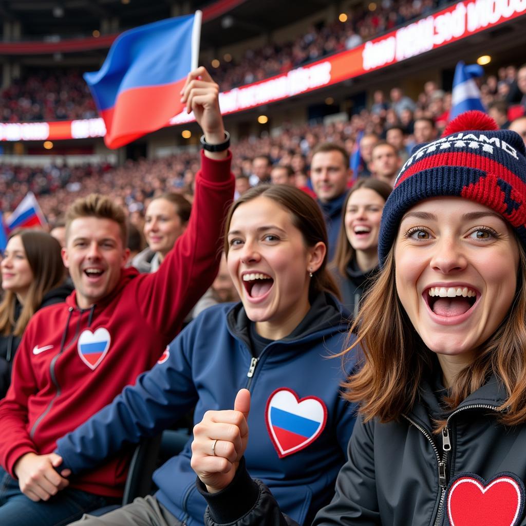 Group of Yamal fans wearing heart patches