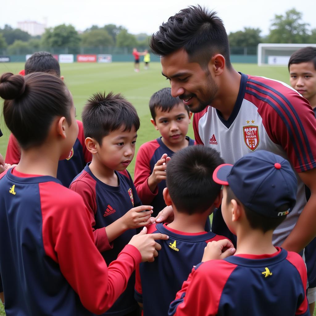 Yamal interacting with young fans