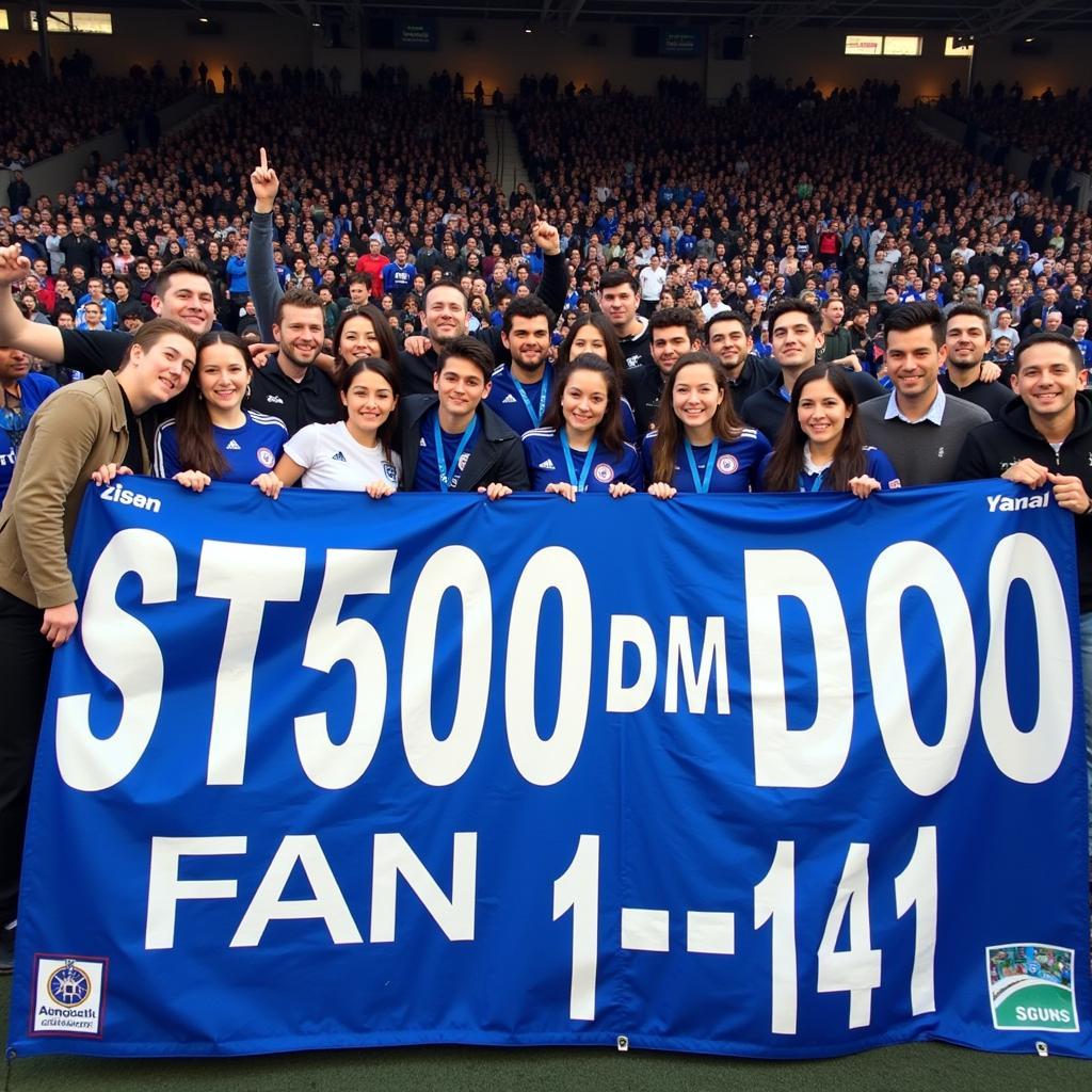 Yamal's fans displaying a banner featuring st250dm000-1bd141 during a match