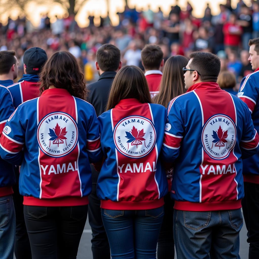 Group of Yamal fans wearing Apex Bomber Jackets