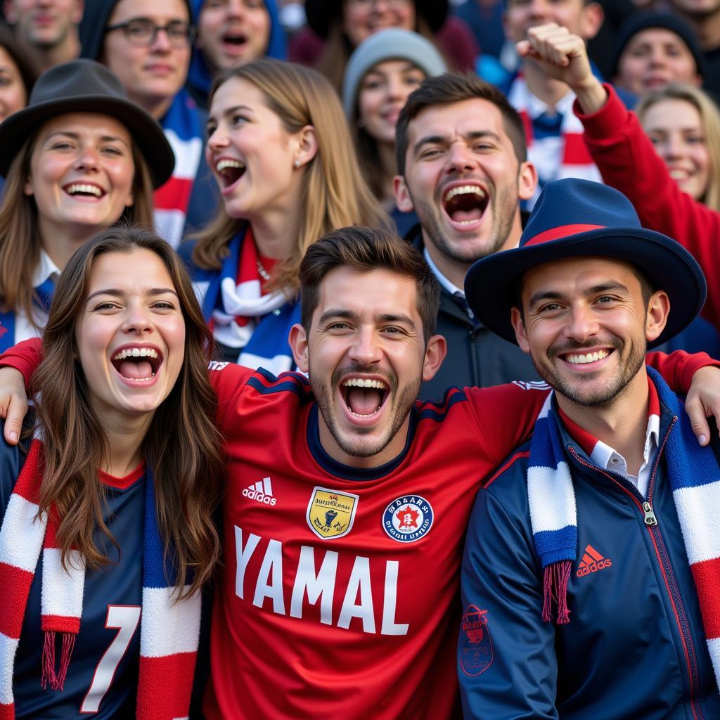 Yamal Fans Wearing Merchandise