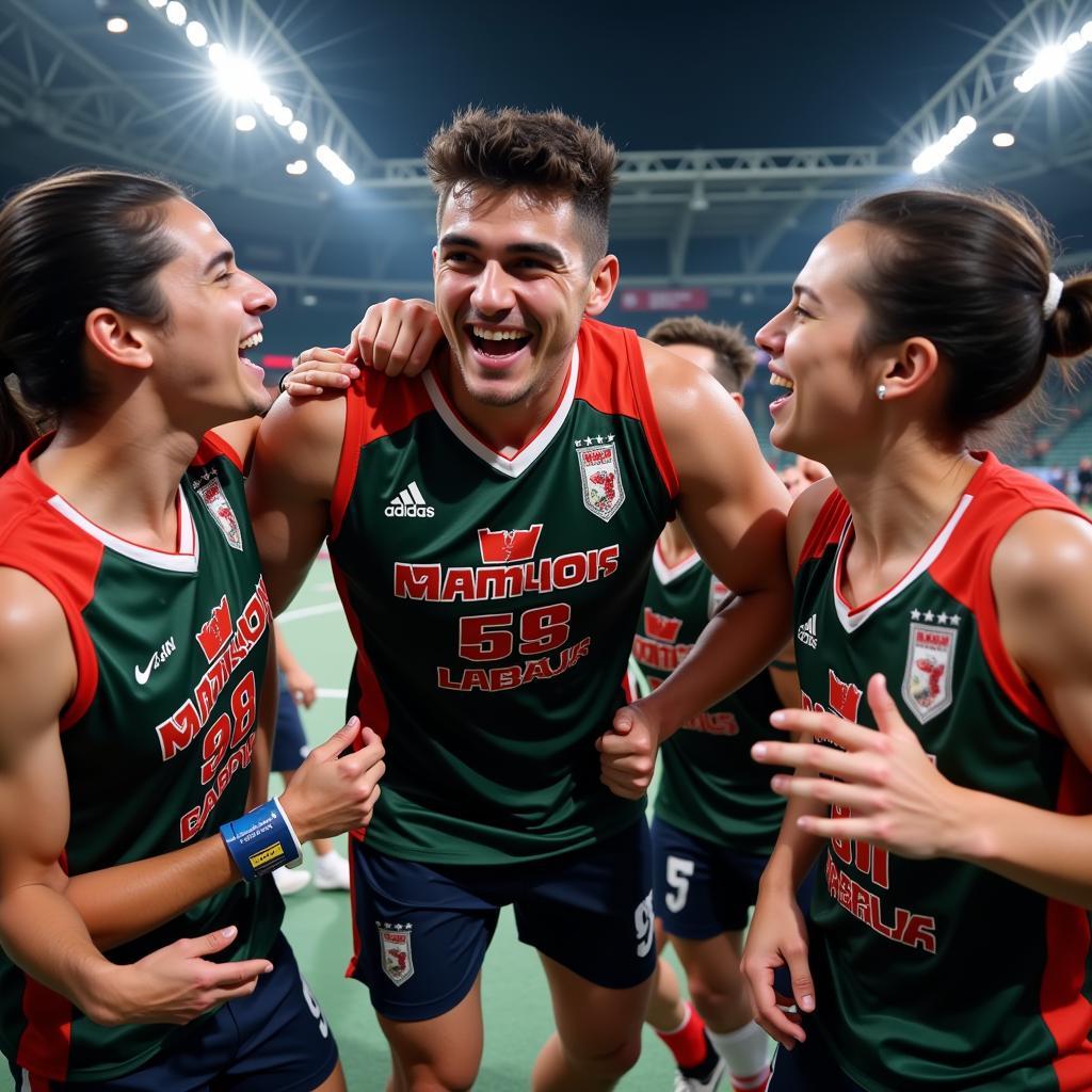 Yamal celebrating with his team after the finals victory