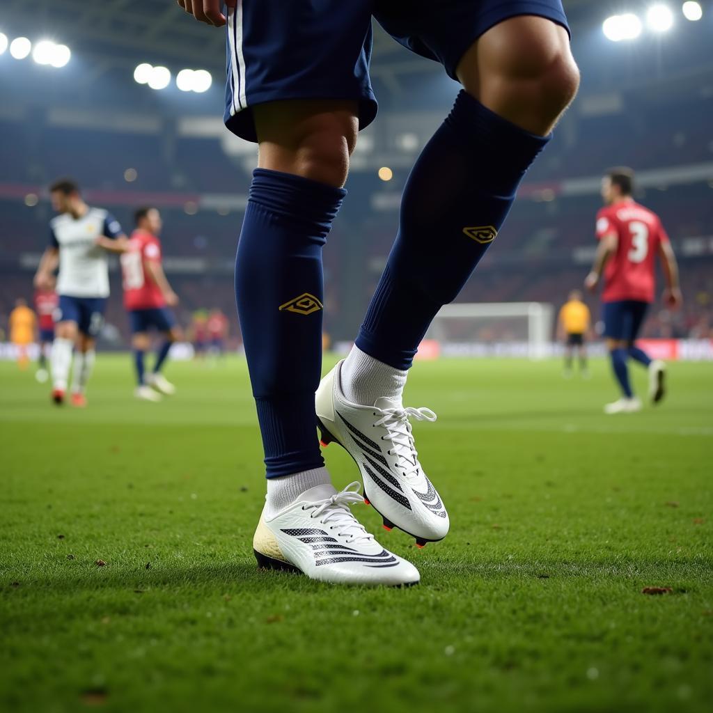 Yamal wearing his signature football boots during a match.