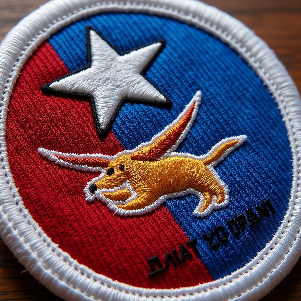 Close-up of a high-quality Yamal football patch, highlighting the intricate details and vibrant colors.