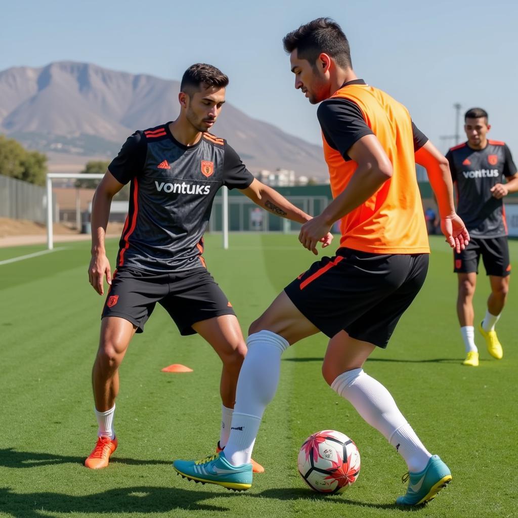 Yamal experimenting with new and advanced bumping ball techniques during training