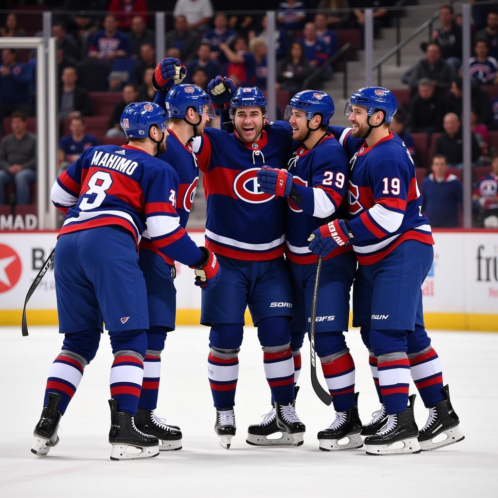 Yamal celebrating a goal with his teammates, highlighting his importance to the team's success and his potential as a future star of the game.