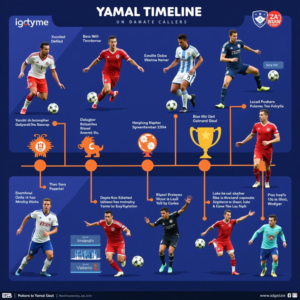 Interactive timeline showcasing Yamal's career highlights on the Game Vault Web