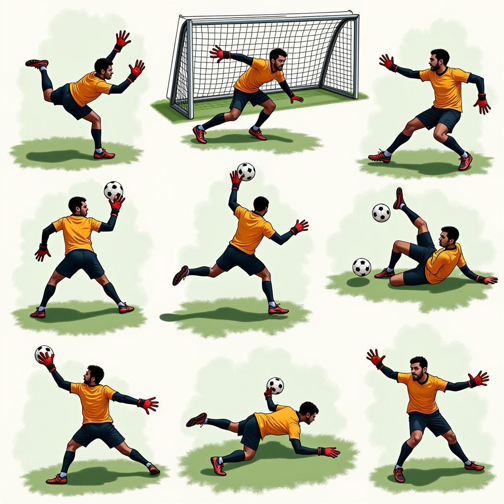 Yamal performing various goalkeeping training drills